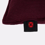 Coussin chauffant bordeaux zoom étiquette