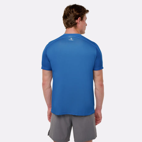 T-shirt sport rafraîchissant homme bleu de dos